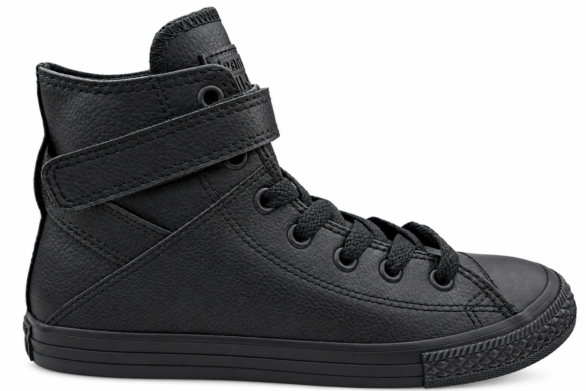 Black Converse Brea kids high-top shoe, outer side view