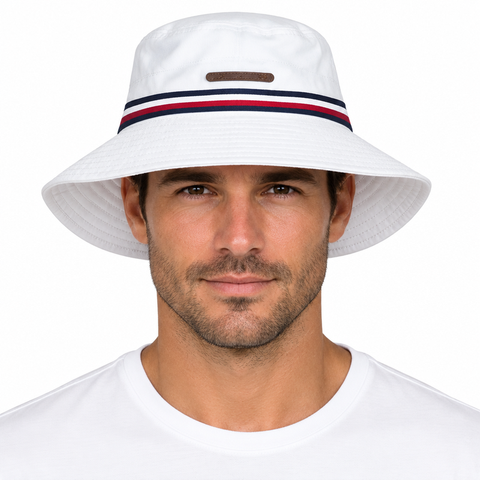 Jonathan D Bucket Hat Wide Sun White