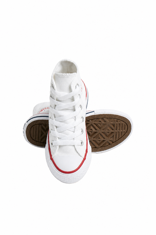 Converse Youth Chuck Taylor All Star Core Hi White front and sole on white background
