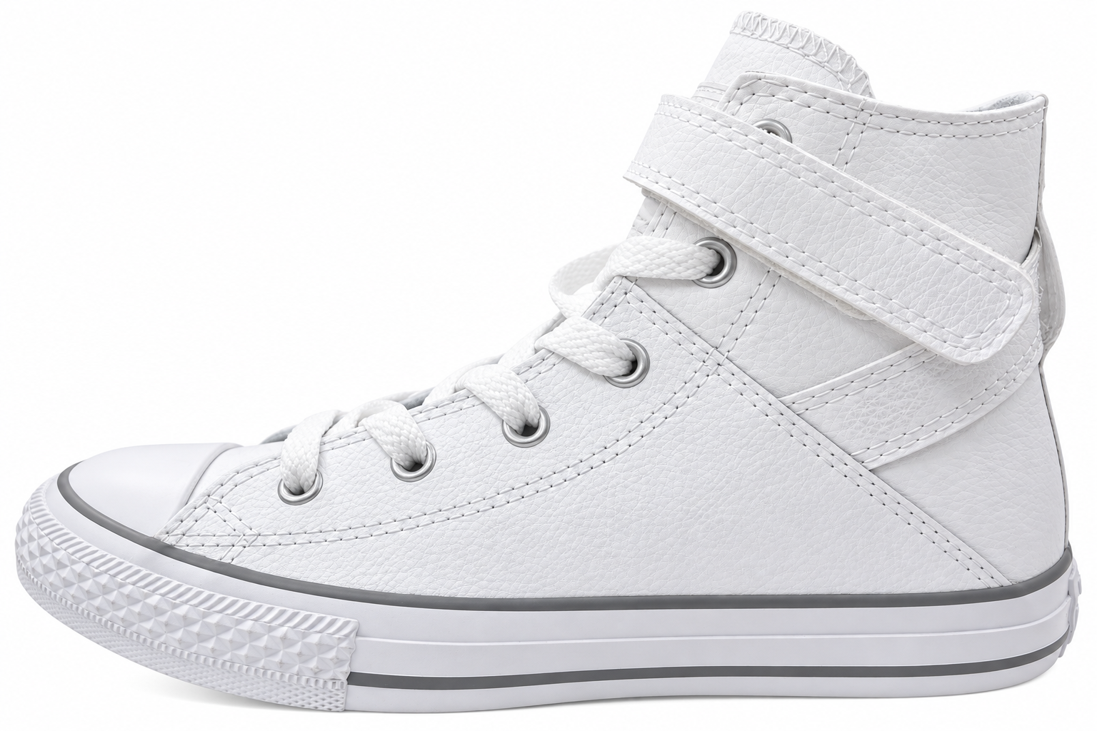 White Converse Brea leather high-top shoe, outer side view