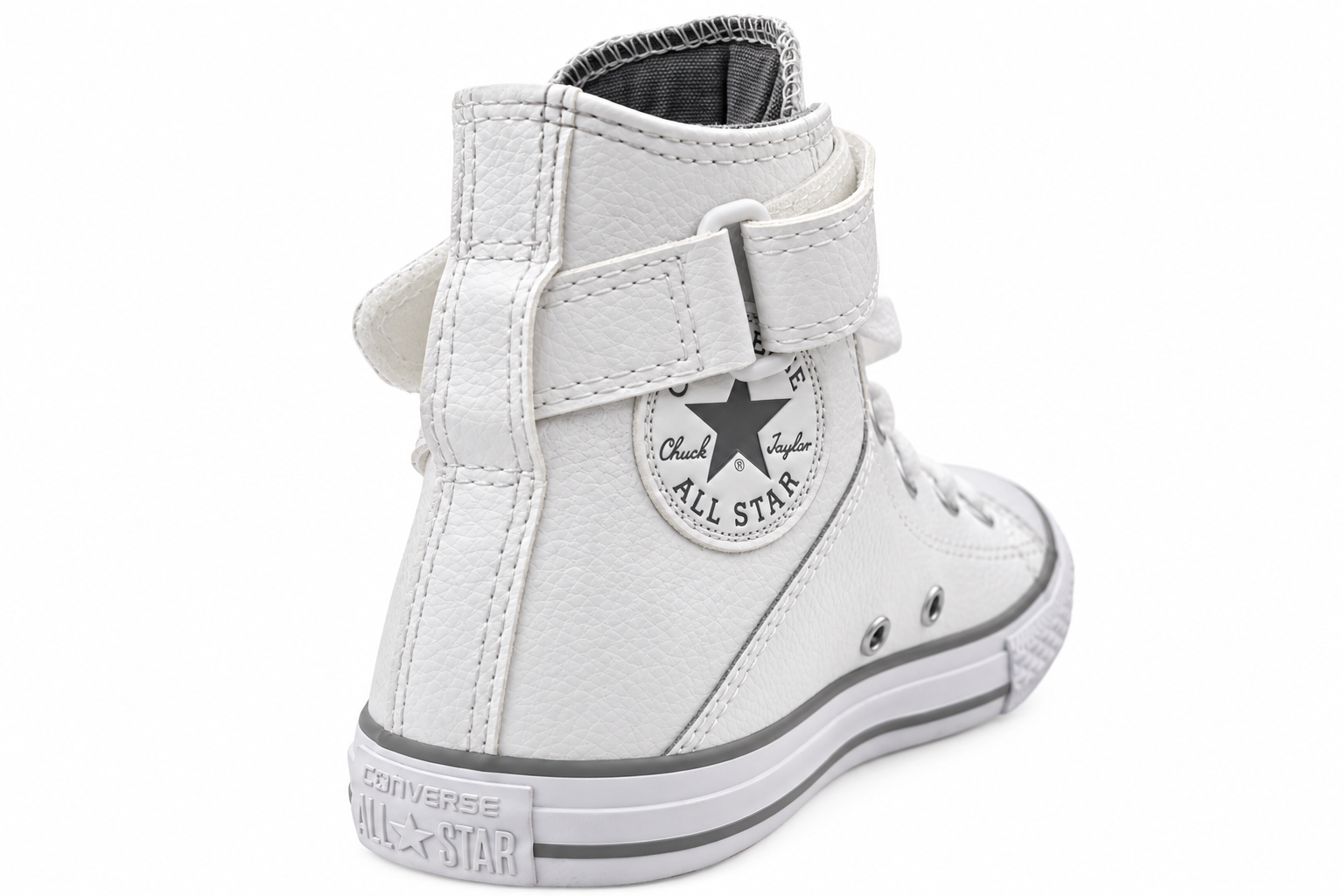 White Converse Brea leather high-top shoe, inner rear angle