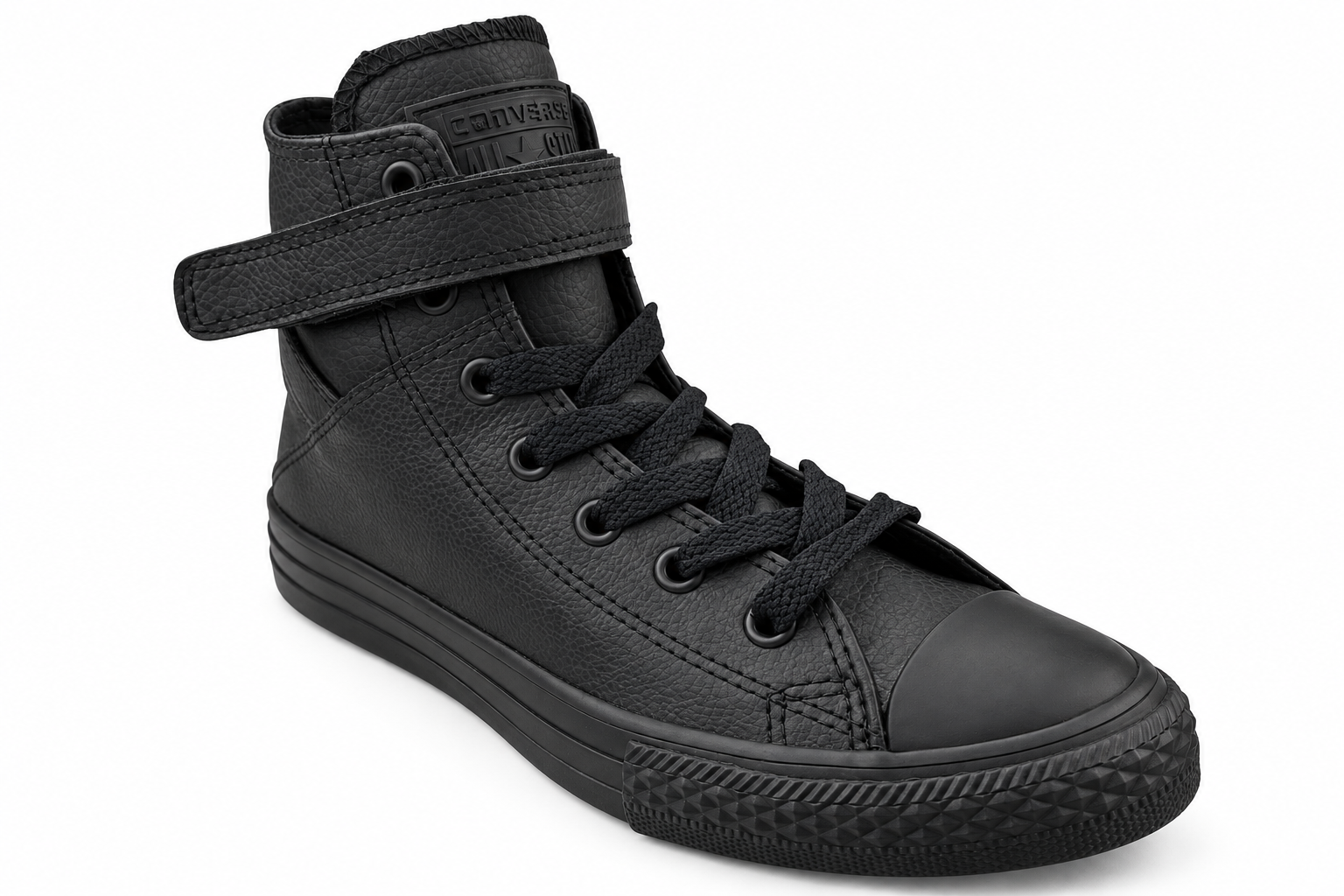 Black Converse Brea kids high-top shoe, front angle