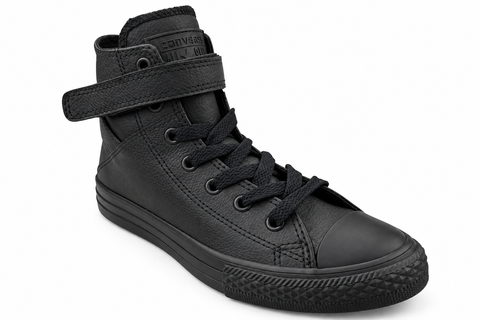 Black Converse Brea kids high-top shoe, front angle