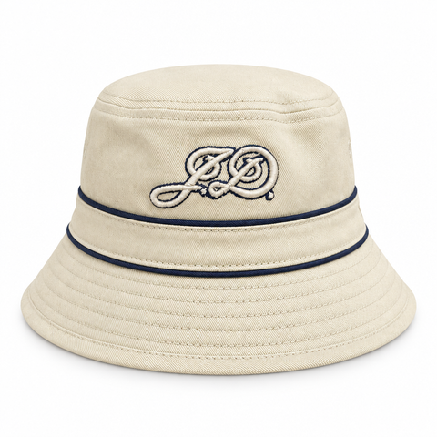 Reversible bucket hat cream side with embroidered JD emblem