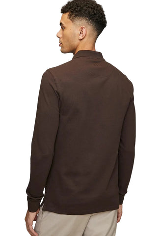 The Polo Essential Pique Long Sleeve Golfer – Dark Brown