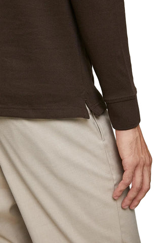 The Polo Essential Pique Long Sleeve Golfer – Dark Brown