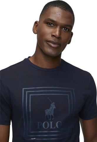 Polo Mens Square Frame Graphic Crew Neck Tee – Navy