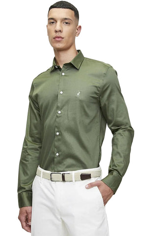 Polo Shirt Long-Sleeve Essential Sateen Green