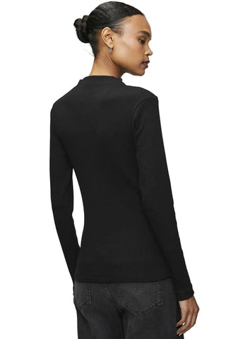 Polo Sweater T-Shirt Ladies Luna Ribbed Sport Black