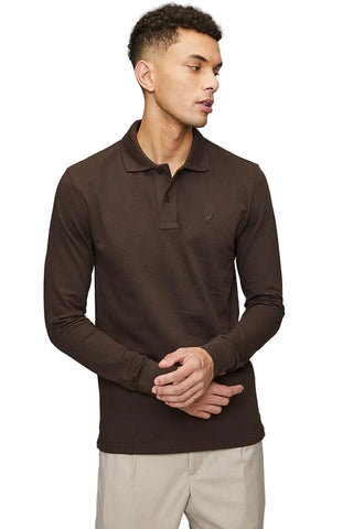 Polo Golfer Long-sleeve Essential Pique Brown