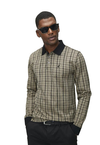 Polo Golfer Long-sleeve Mercerised Jaquard Stone