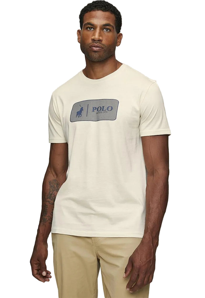 Polo Mens Sport Box Print Crew Neck Tee – Cream – thebrandedwardrobe