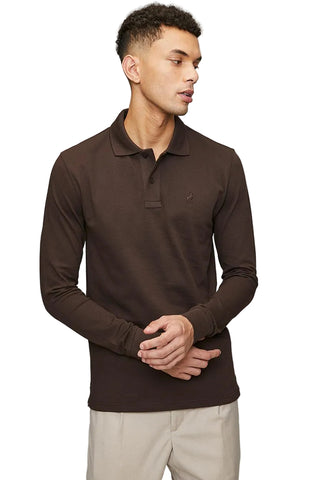 The Polo Essential Pique Long Sleeve Golfer – Dark Brown