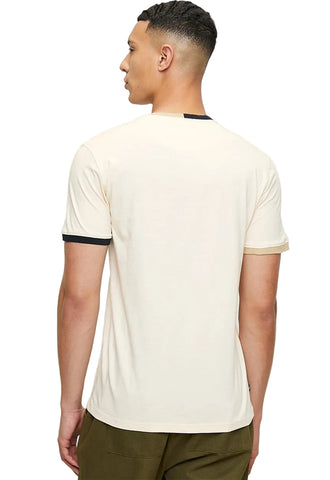 Polo T-Shirt Colour Block Tipped Cuff Cream White
