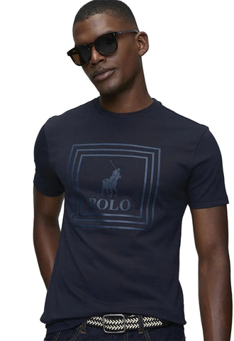 Polo Mens Square Frame Graphic Crew Neck Tee – Navy