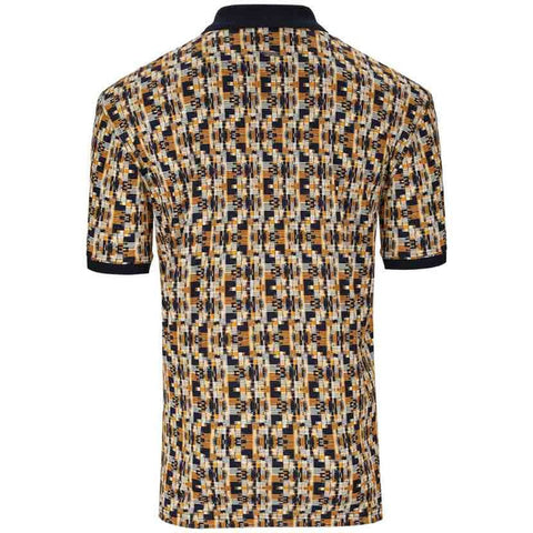 Polo Golfer Mercerized Abstract Printed Yellow/Navy