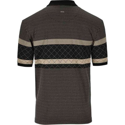 The Polo Argyle Striped Jacquard Short Sleeve Golfer – Black Taupe