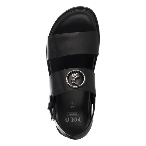 Polo Sandals Mens Moulded Leather Trim Black