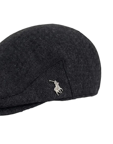 Polo Cap Newspaper Boy Herringbone Ivy Black
