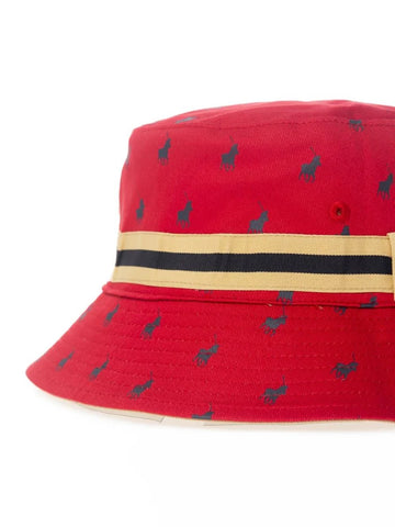Polo Bucket Reversible Monogram Stone/Red