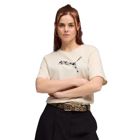 Puma T-Shirt Womens Ess Graphic Animal Cream