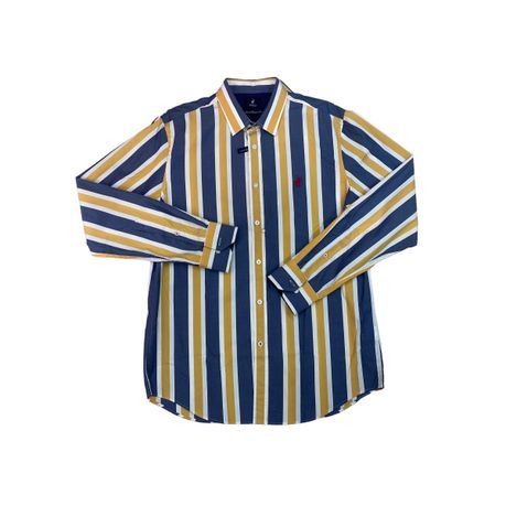 Polo Shirt Mens Long-Sleeve Phillip Signature Stripe Mustard