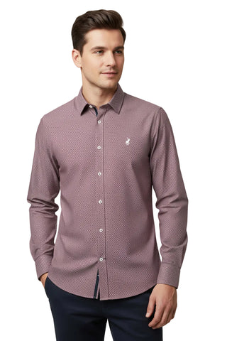 Polo Shirt Mens Long-Sleeve Signature Burgandy