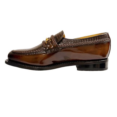 Saxone Formal Shoe 32073 Croc Walnut Brown