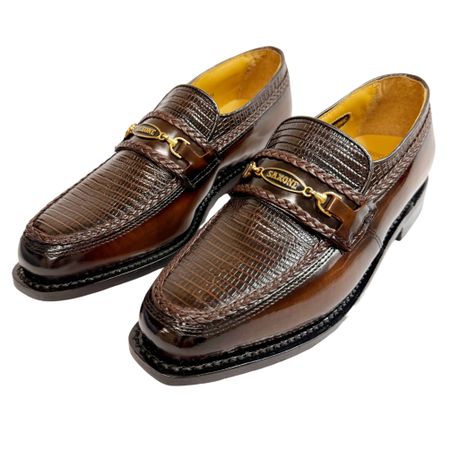 Saxone Formal Shoe 32073 Croc Walnut Brown