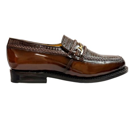 Saxone Formal Shoe 32073 Croc Walnut Brown