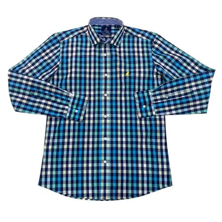 Polo Shirt Mens Long-Sleeve Custom Check Green