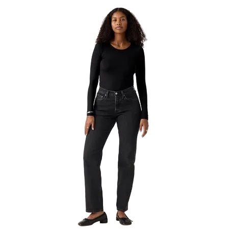 Levis Jeans Ladies 501 High Curve Stretch Washed Black