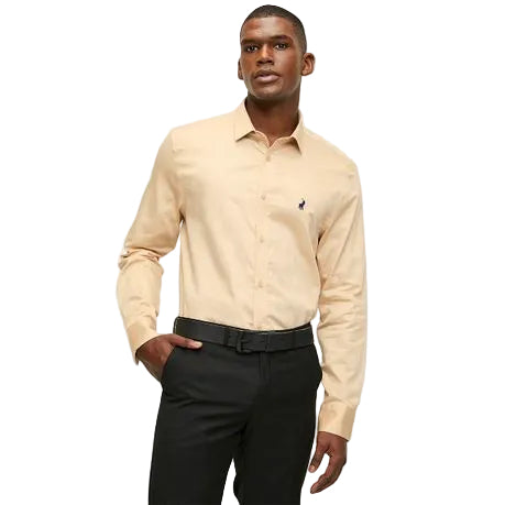 Polo Shirt Mens Long-Sleeve Essential Sateen Stone