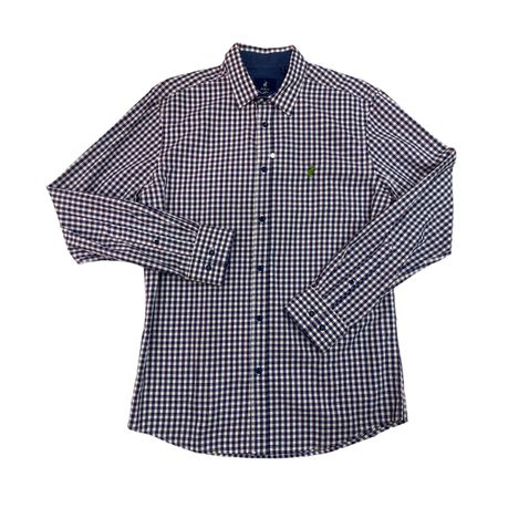Polo Shirt Mens Long-Sleeve Custom Gingham Navy