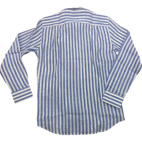 Polo Shirt Mens Long-Sleeve Linen Blue