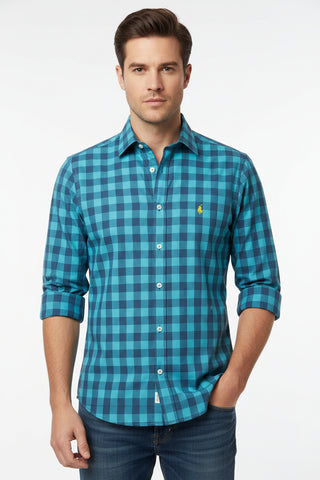 Polo Shirt Mens Long-Sleeve Teal