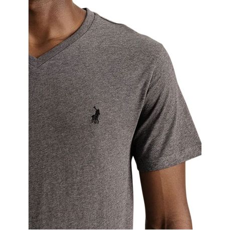Polo T-Shirt Mens V-Neck Charcoal