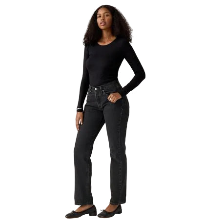 Levis Jeans Ladies 501 High Curve Stretch Washed Black