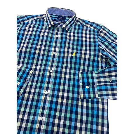 Polo Shirt Mens Long-Sleeve Custom Check Green