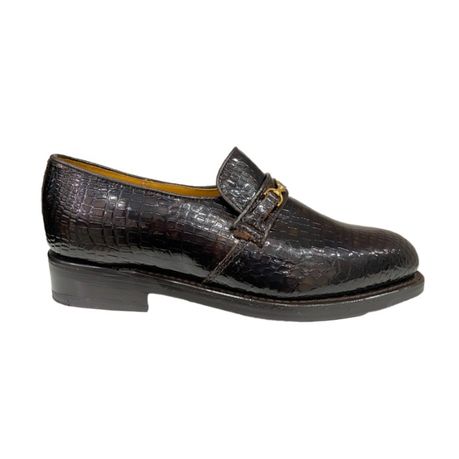 Saxone Formal Shoe 32071 Croc Patent  Chocolate