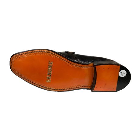 Saxone Formal Shoe 32071 Croc Patent  Chocolate
