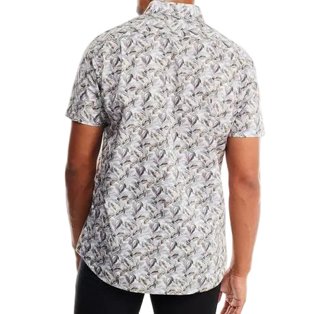 Polo Shirt Mens Short-Sleeve Floral Printed Aqua