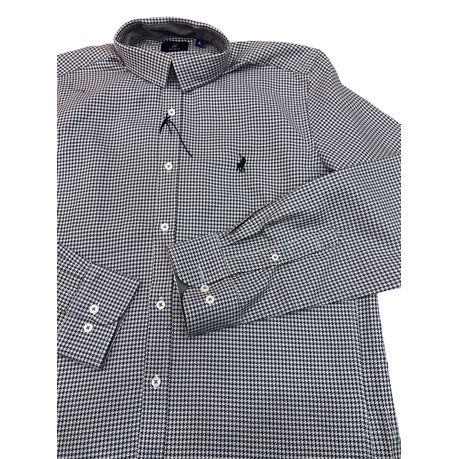 Polo Shirt Mens Long-Sleeve Signature Pattern Grey