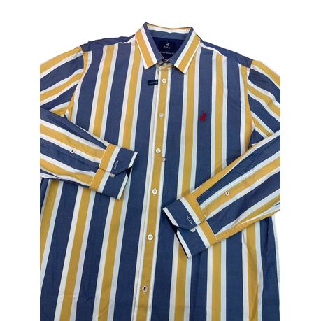 Polo Shirt Mens Long-Sleeve Phillip Signature Stripe Mustard