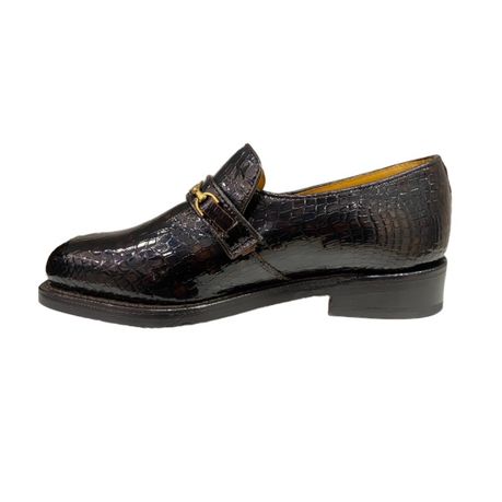 Saxone Formal Shoe 32071 Croc Patent  Chocolate