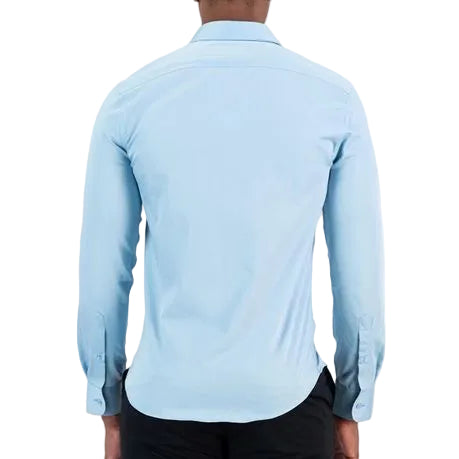 Polo Shirt Mens Long-Sleeve Essential Sateen Blue