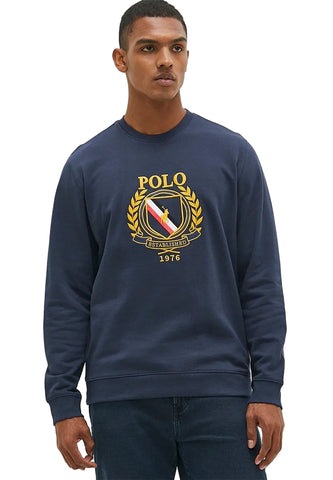 Polo Sweater Brushed Crest Navy