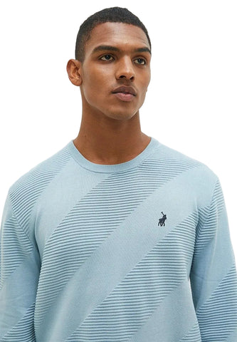 Polo Knitwear Diagonal Texture Light Blue