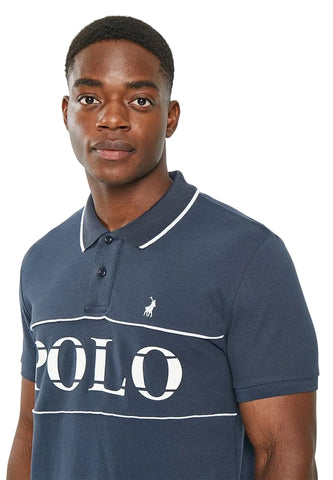 Polo Golfer Jaquard Logo Navy