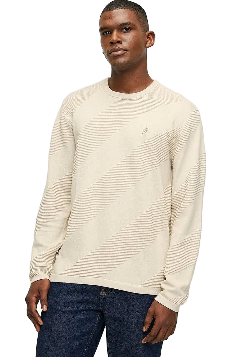 Polo Knitwear Diagonal Texture Stone